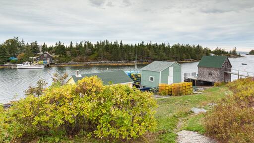 Canada, Nova Scotia, Heckmans Island. Coastal fishing village.