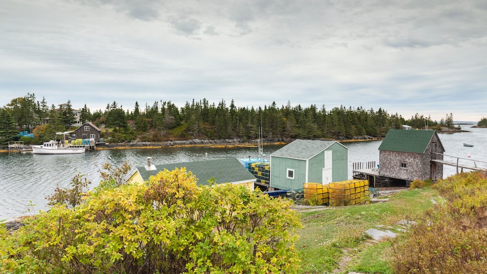 Canada, Nova Scotia, Heckmans Island. Coastal fishing village.