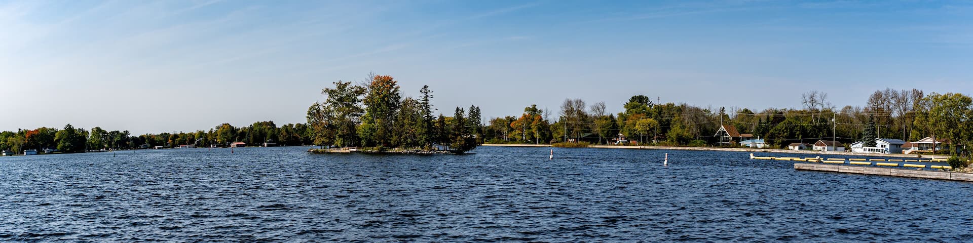 Panoramic view of Kawartha Lakes from the town of Bobcaygeon.