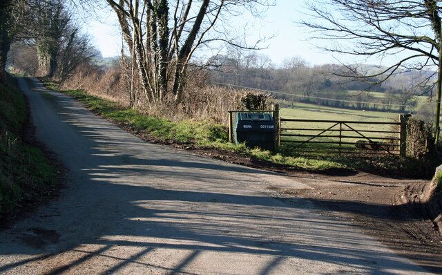 Cottage Entrance Track off to the right to Wern Cottage along minor road towards Llanfechain.