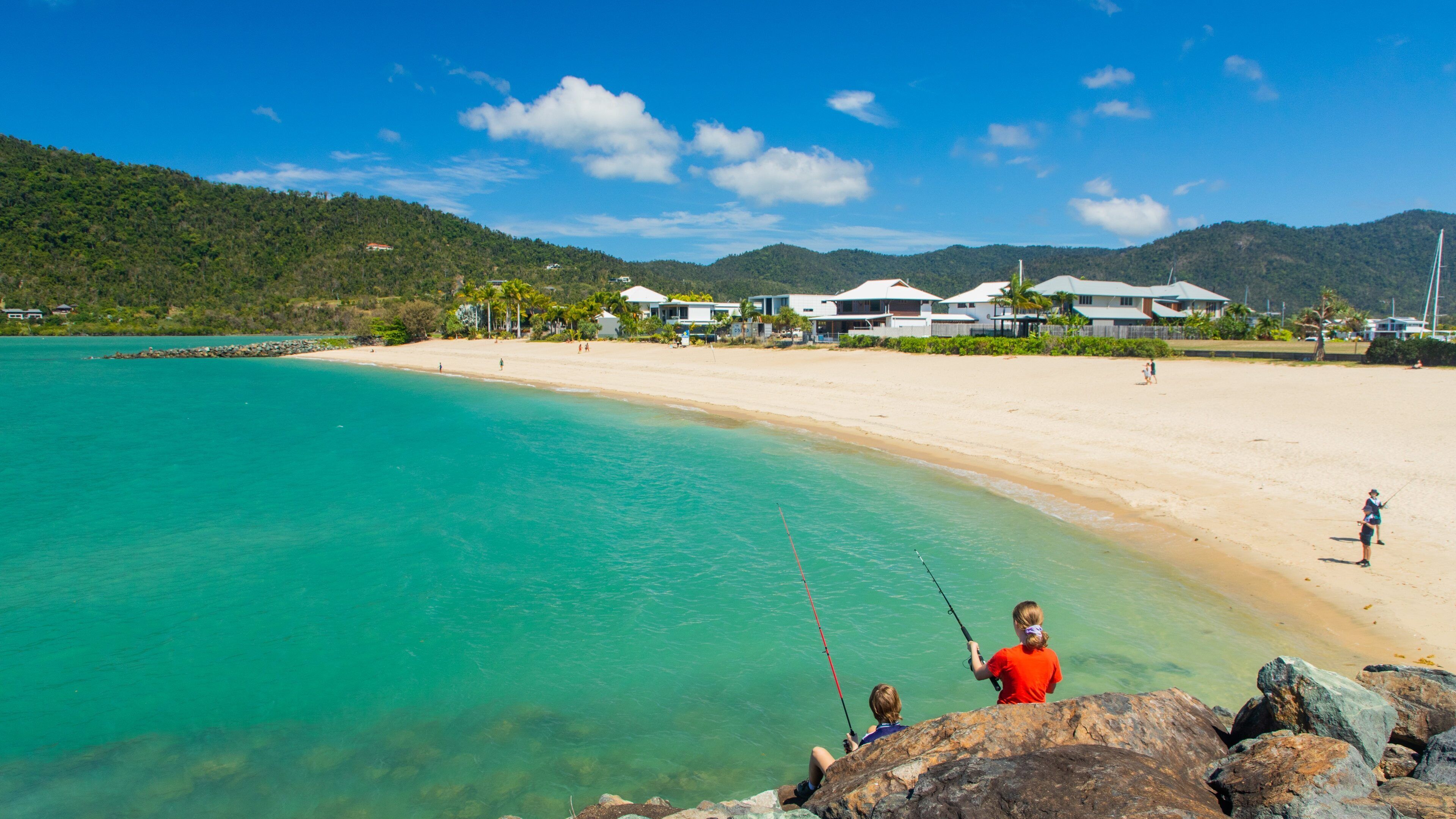 Boathaven Beach which includes general coastal views, a sandy beach and fishing