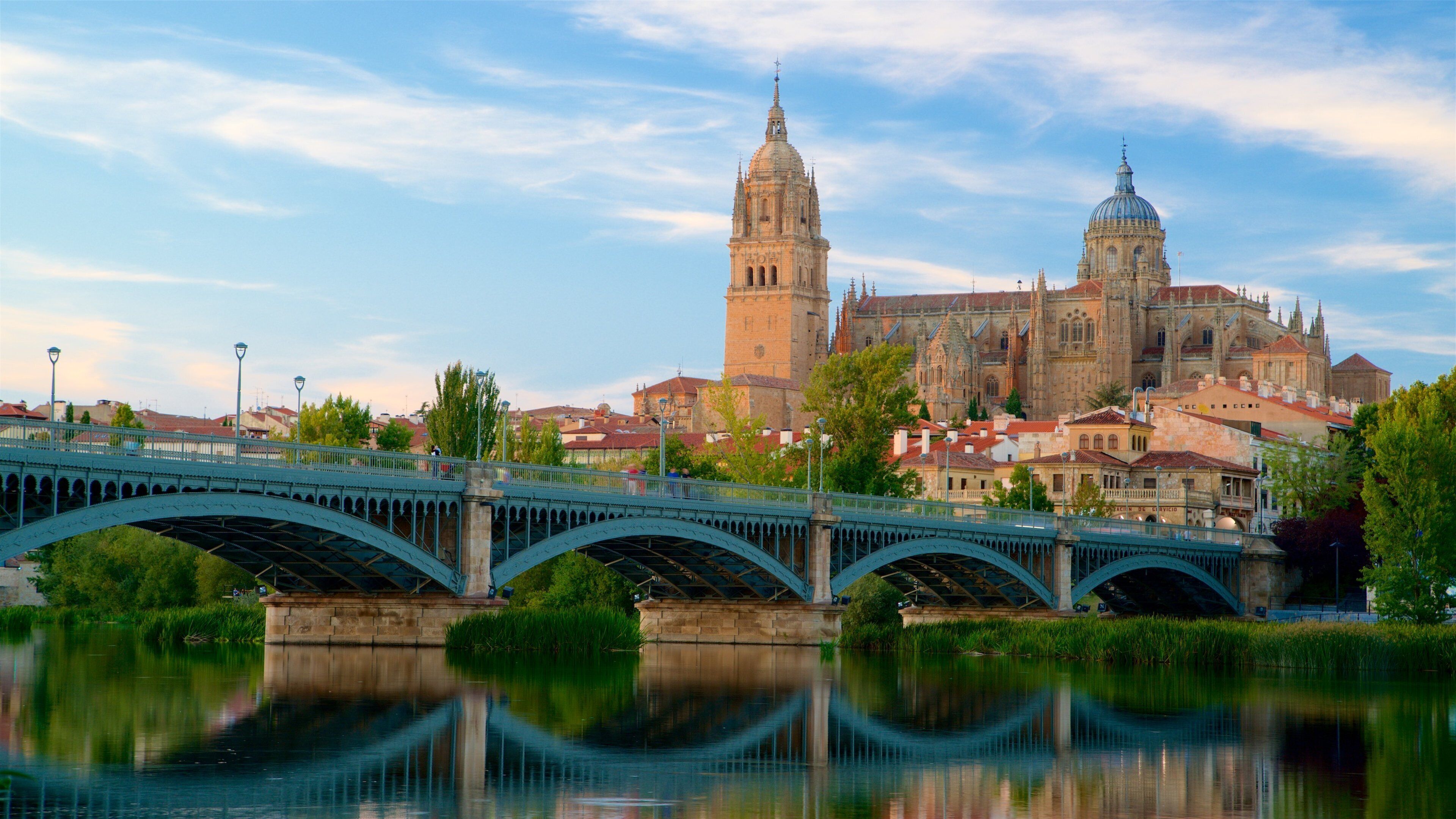Enrique Estevan Bridge featuring a bridge, a river or creek and a sunset