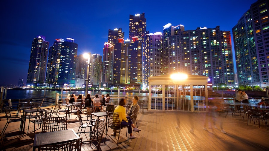 Busan showing a river or creek, outdoor eating and a city