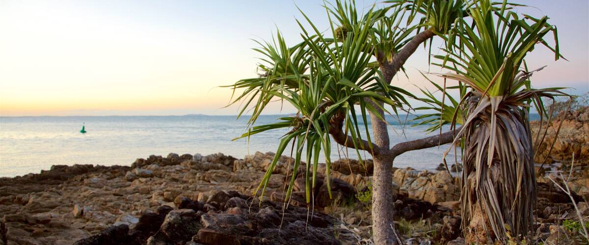 Seventeen Seventy mostrando tramonto e costa rocciosa