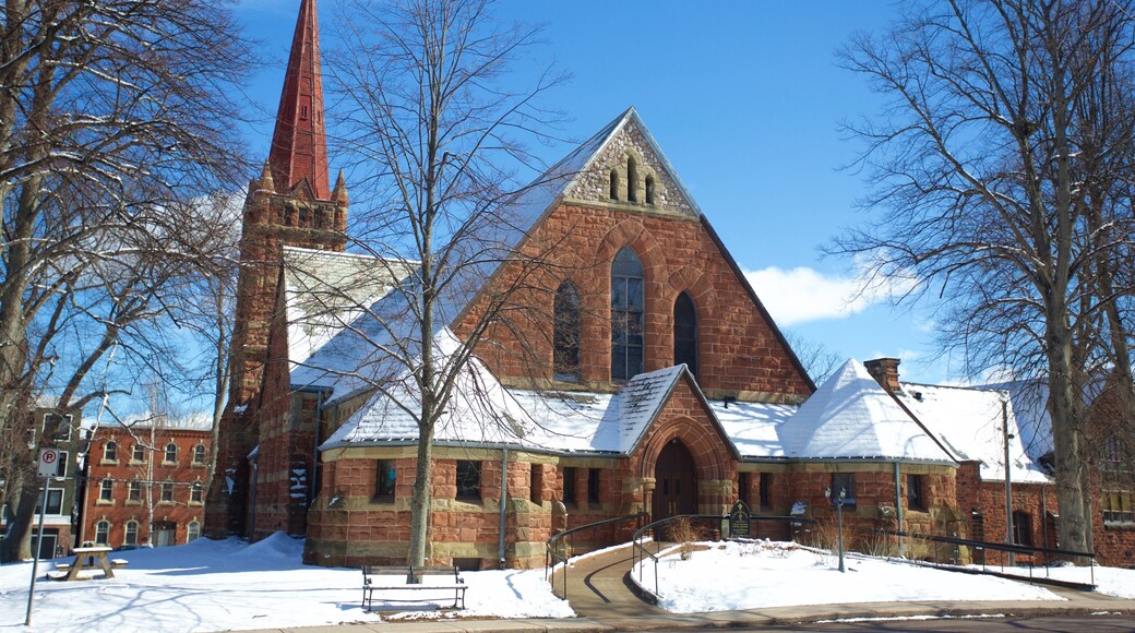 Charlottetown bevat sneeuw en een kerk of kathedraal