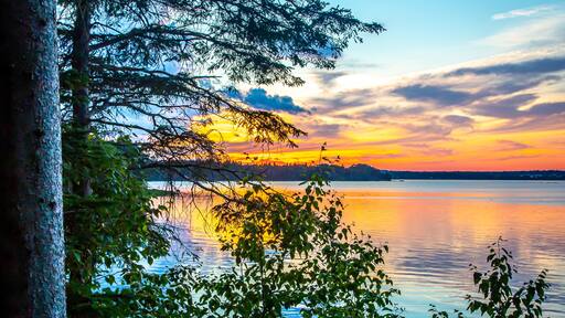 Sunset over ocean cove in Mount Desert Island near Acadia National Park, in Maine, USA