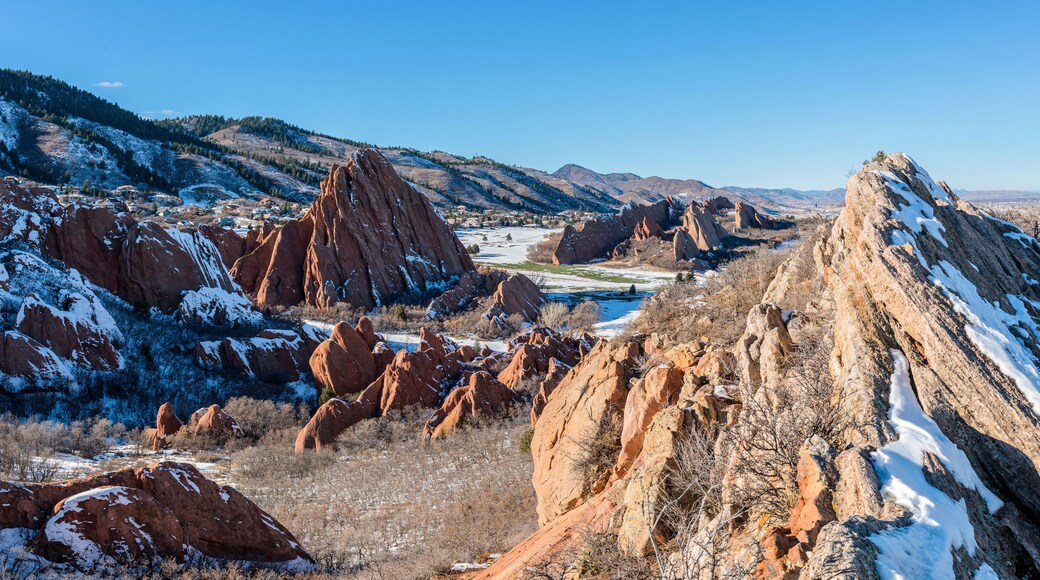 Red Rock Valley - Winter day overview of a red sandstone valley in Roxborough State Park, Denver-Littleton, Colorado, USA.