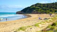 Great Ocean Road which includes a sandy beach and a bay or harbour