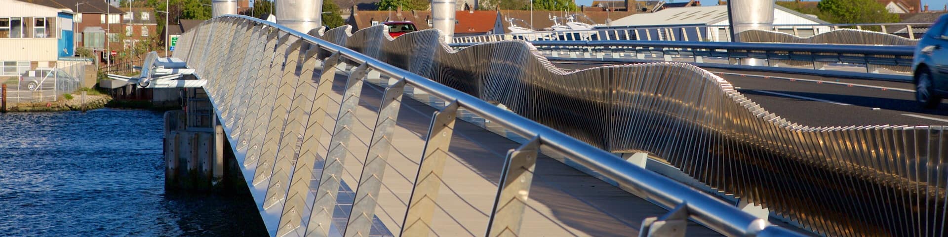 Dorchester showing a bay or harbor and a bridge