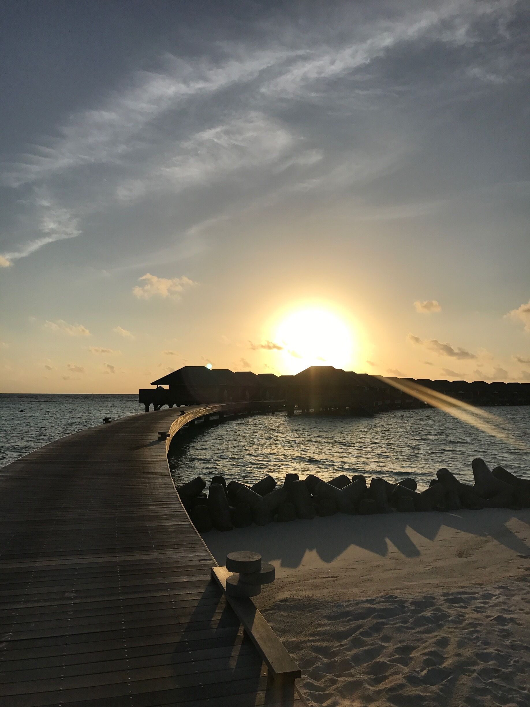 Magical sunset from over the water bungalow.  #lifeatexpedia