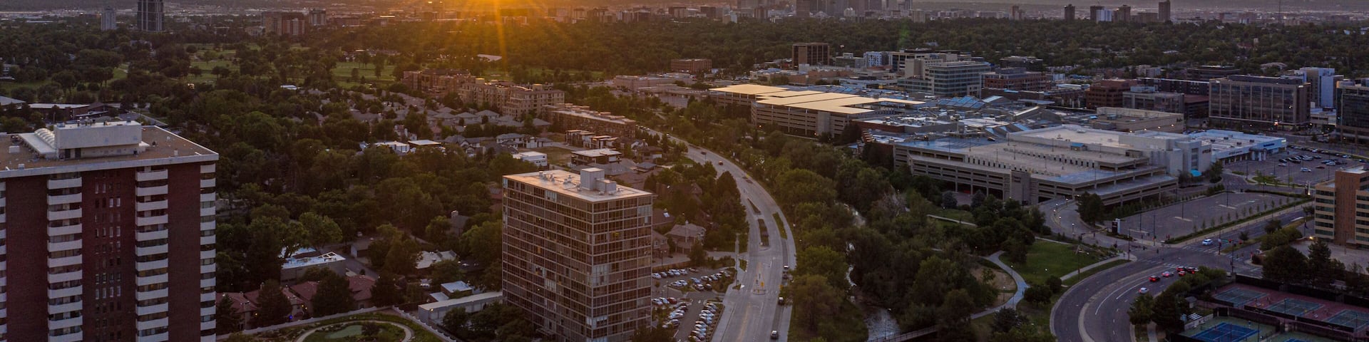 Aerial View of Denver, Colorado seen from Cherry Creek Neighborhood