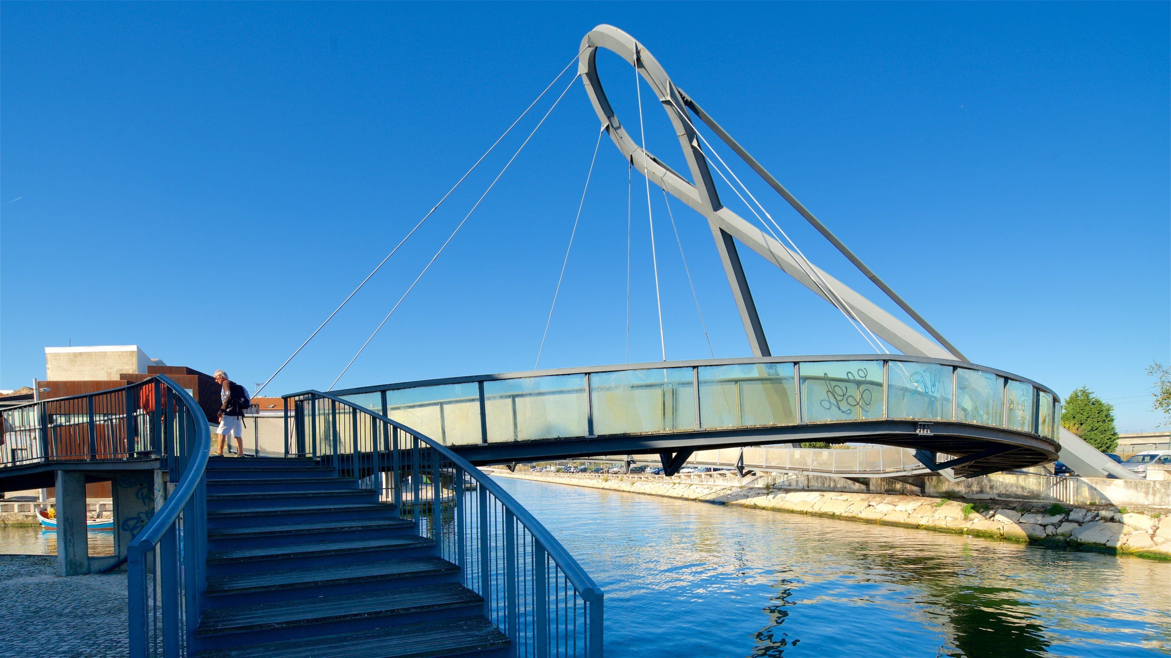 Circular Pedestrian Bridge showing a bridge and a river or creek