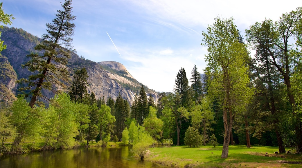 Yosemite National Park which includes mountains, a river or creek and tranquil scenes