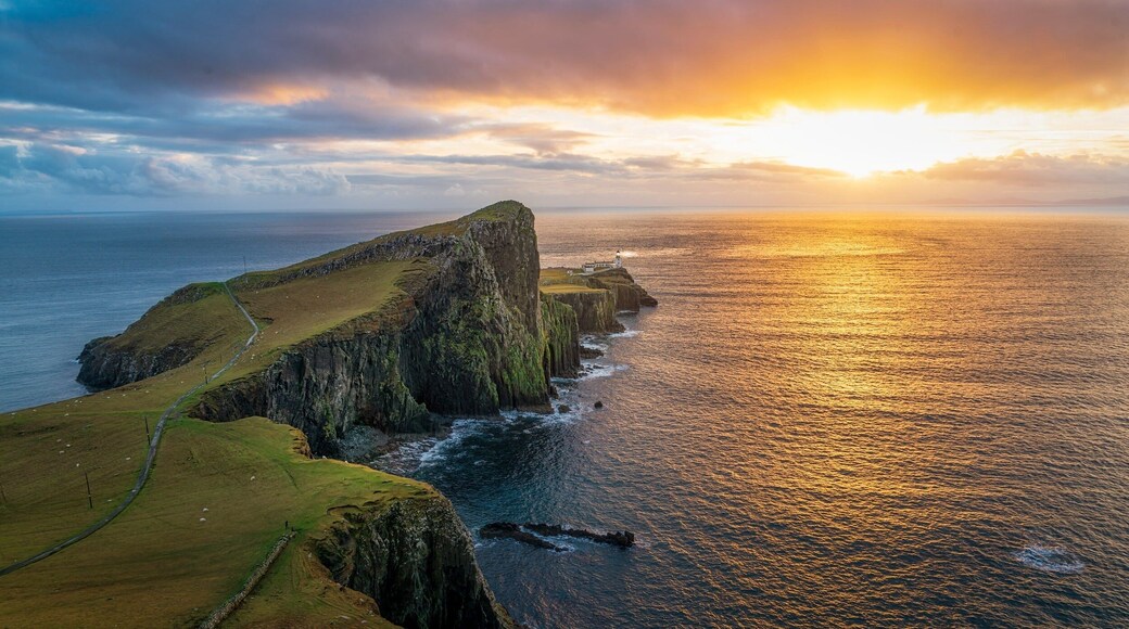 Here is one of my favourite photography spots on the Isle of Skye in Scotland. The nearby Neist Point Lighthouse, was designed by David Stevenson, and first lit on 1st November 1909. An aerial cableway is used to take supplies to the lighthouse and cottages.