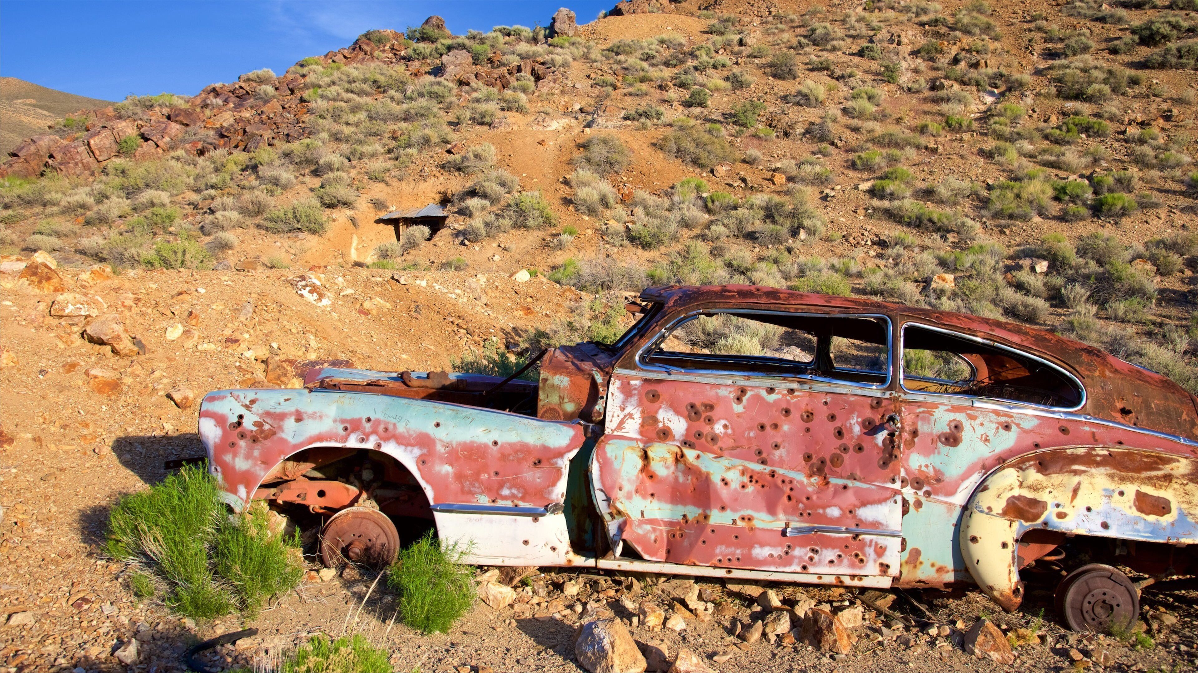 Parc national de la vallée de la Mort mettant en vedette vues du désert et patrimoine historique