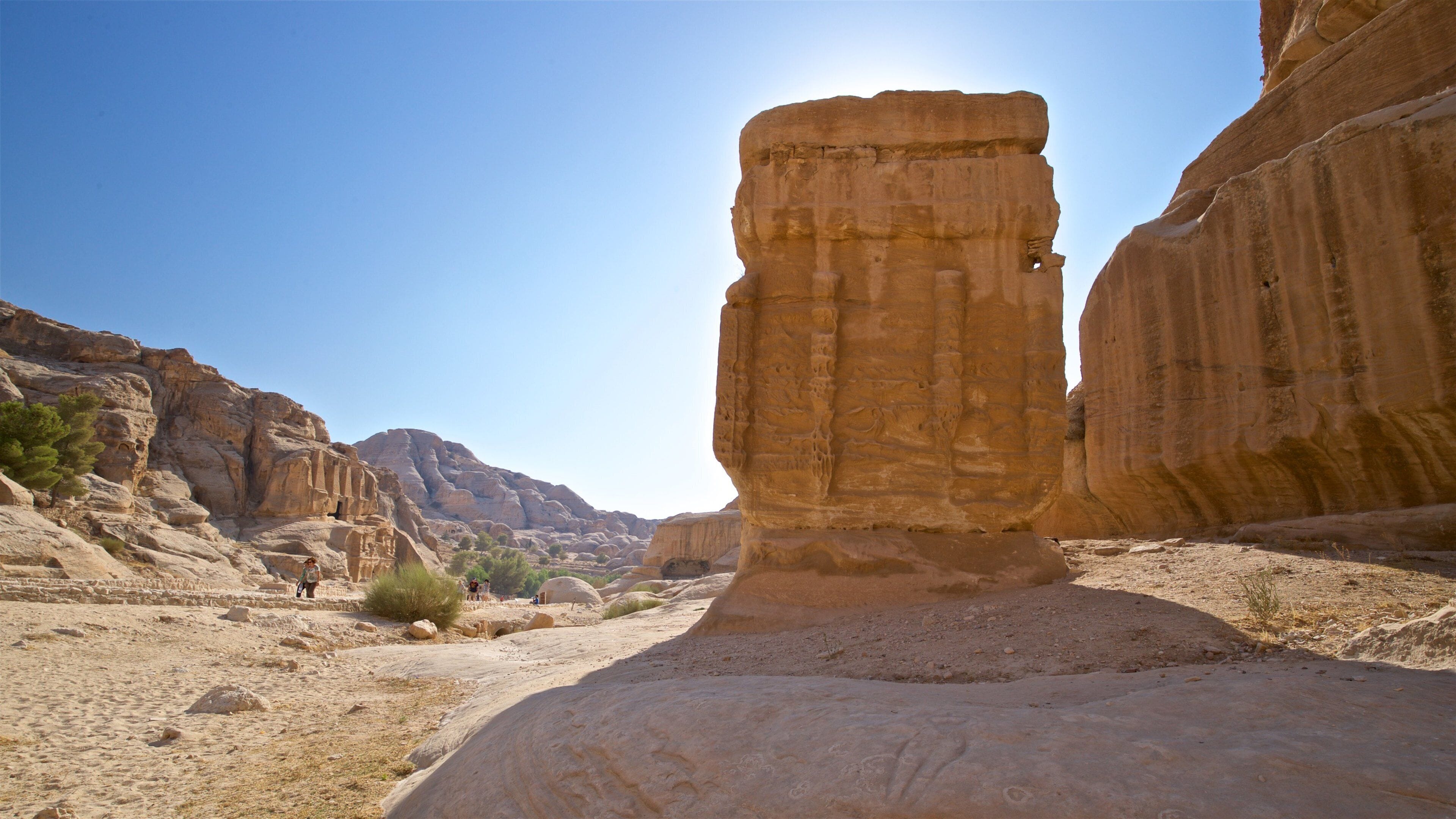 Wadi Musa featuring heritage elements, a gorge or canyon and desert views