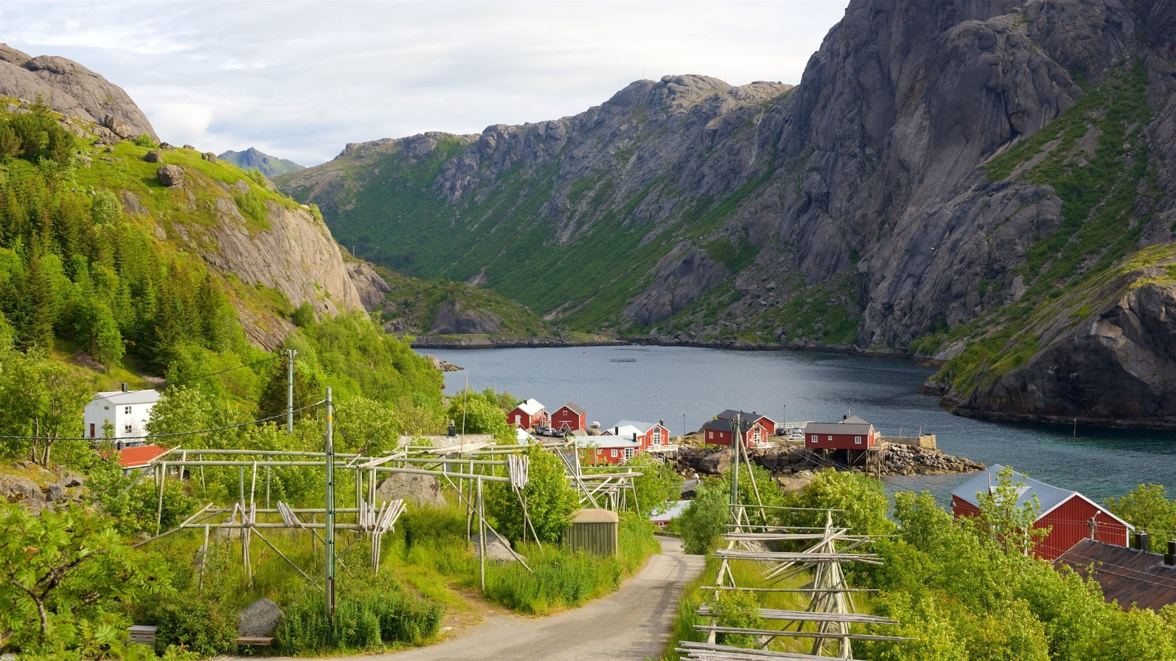Northern Norway which includes mountains and a small town or village