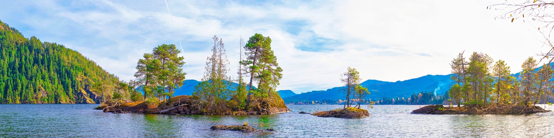 Panoramic view of Cowichan Lake, Vancouver Island