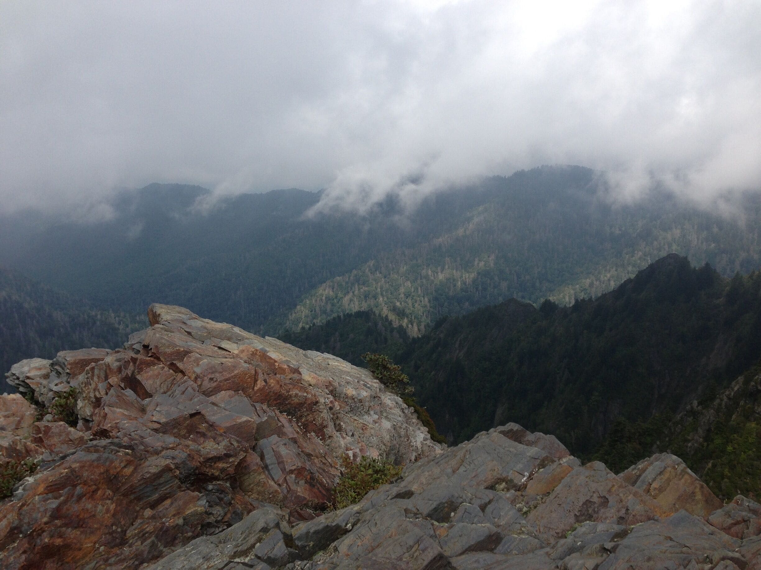 Another crazy experience. Sitting on Charlie's Bunyon watching the clouds part.