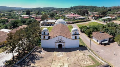 Ancient Catholic church in Yamaranguila, Honduras, in a sunny day