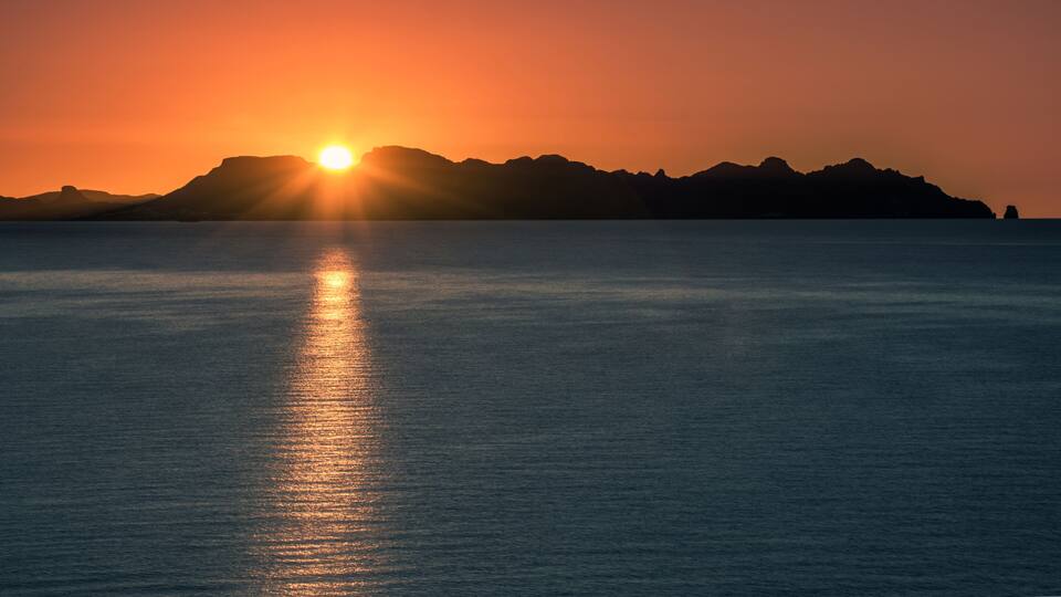 SAN CARLOS BEACH, SONORA / MEXICO - DECEMBER 27, 2018. Sunrise view at the Miramar beach, Guaymas. This shot was taken from "Caracol Turistico" near Marina Terra Club in San Carlos Beach, Sea of Corte