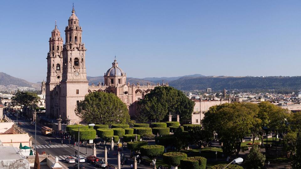 Avenida Madero and Morelia Cathedral, Morelia, Michoacan, Mexico