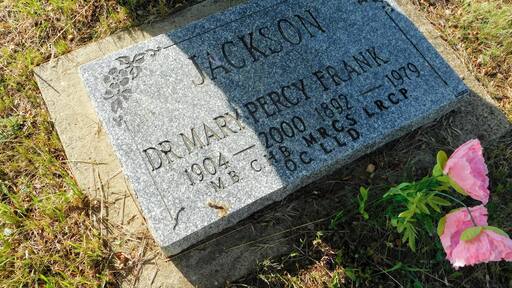 The grave of a local hero, Dr. Mary Percy Jackson.