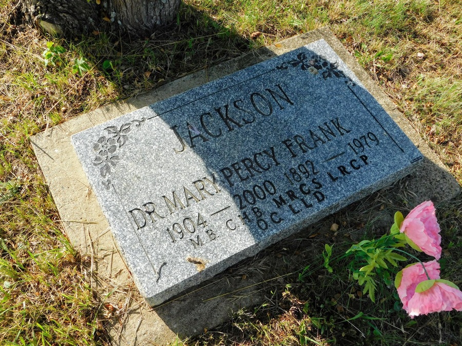 The grave of a local hero, Dr. Mary Percy Jackson.
