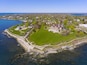 The Breakers and Cliff Walk aerial view at Newport, Rhode Island RI, USA. The Breakers is a Vanderbilt mansion with Italian Renaissance built in 1895 in Bellevue Avenue Historic District in Newport.