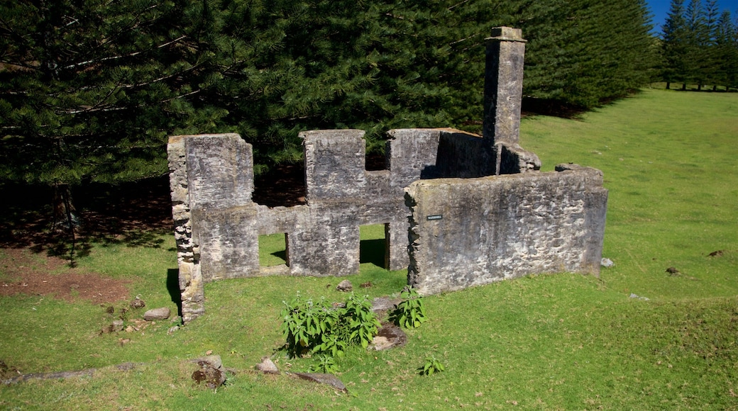 Norfolkøya fasiliteter samt ruiner og kulturarv