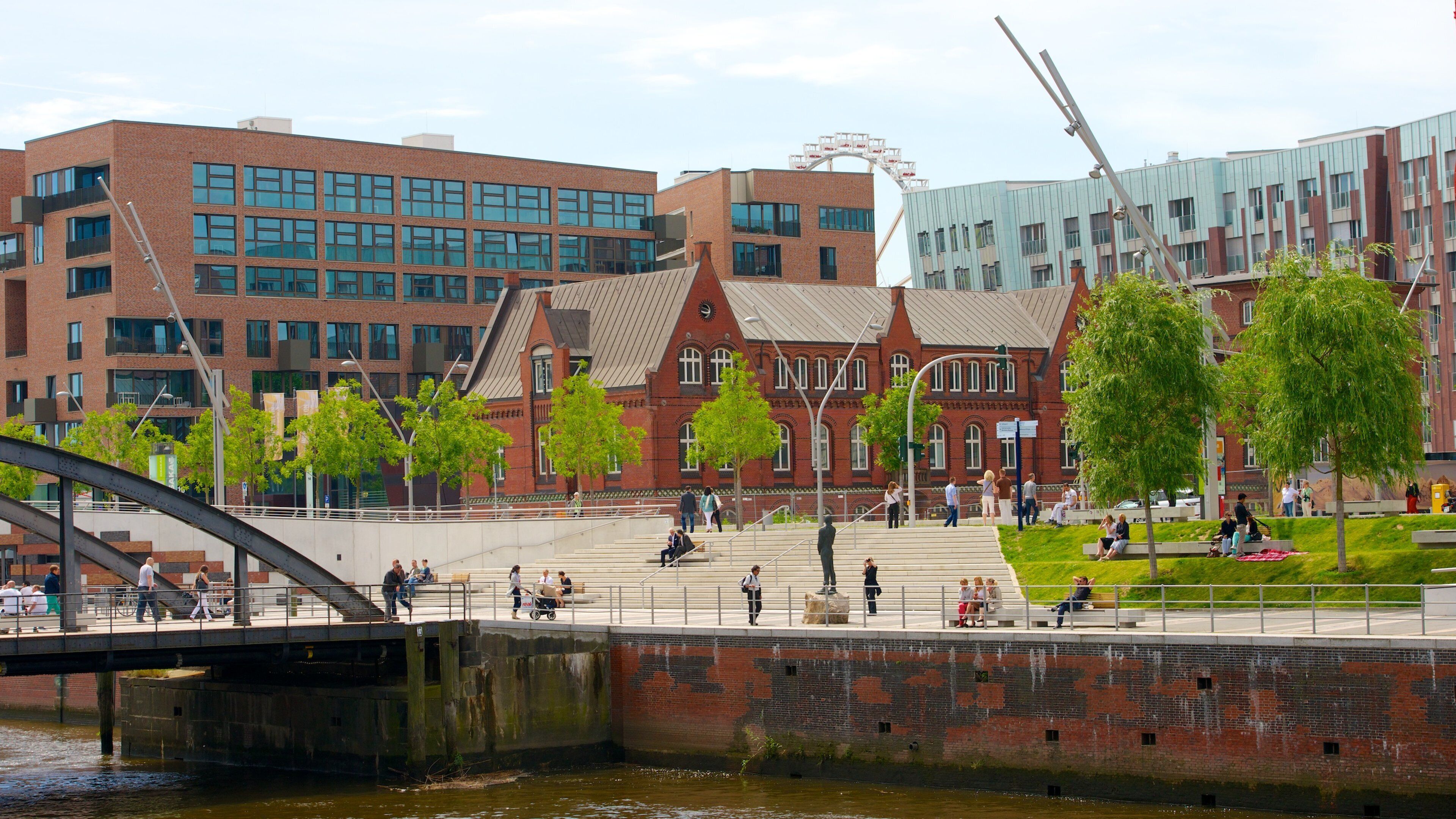 Hamburg showing a city and a bridge
