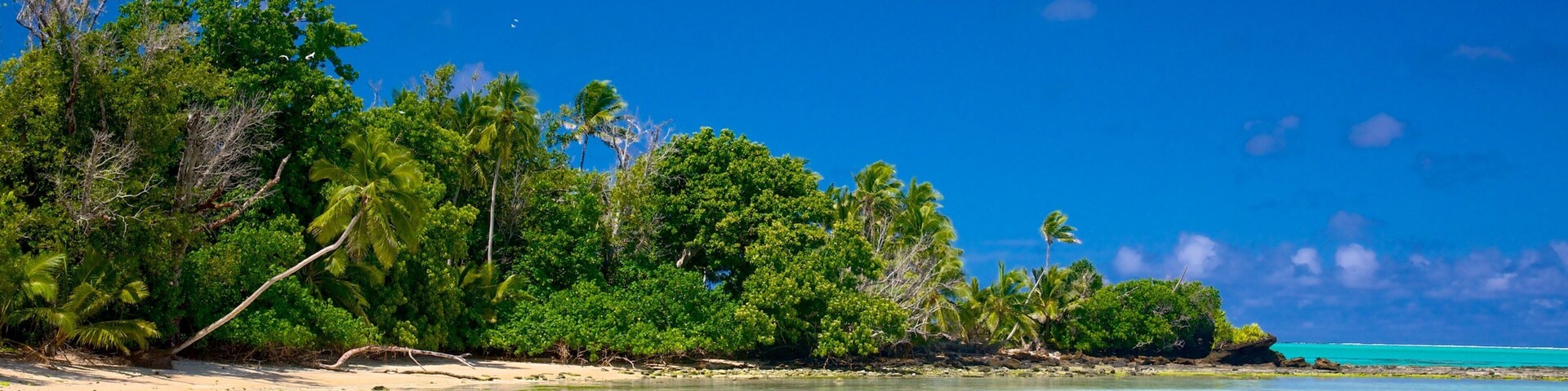 Aitutaki which includes tropical scenes and a sandy beach