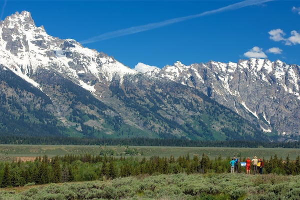 Grand Teton National Park showing mountains, tranquil scenes and landscape views