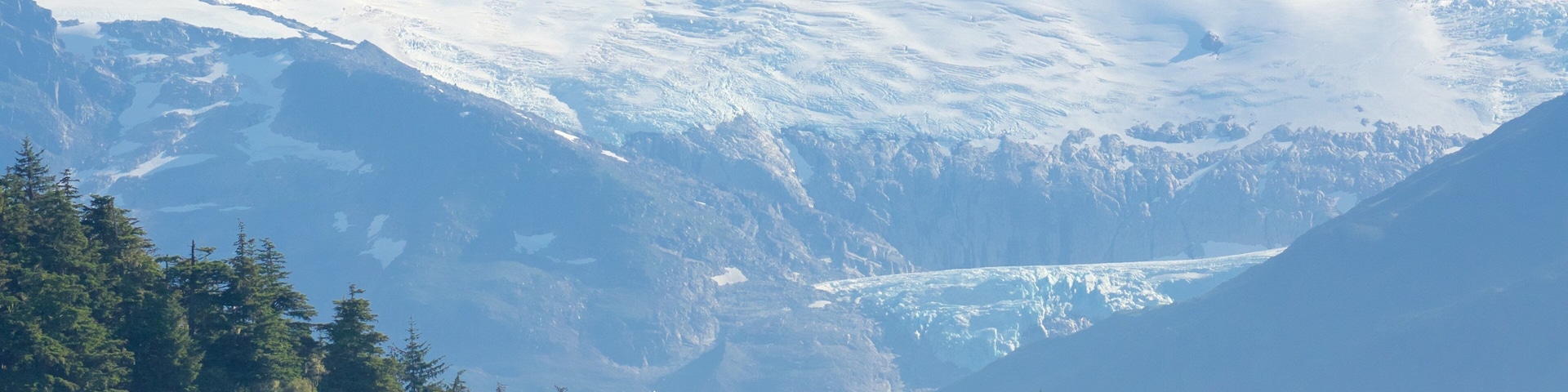 Auke Bay which includes snow, mountains and landscape views