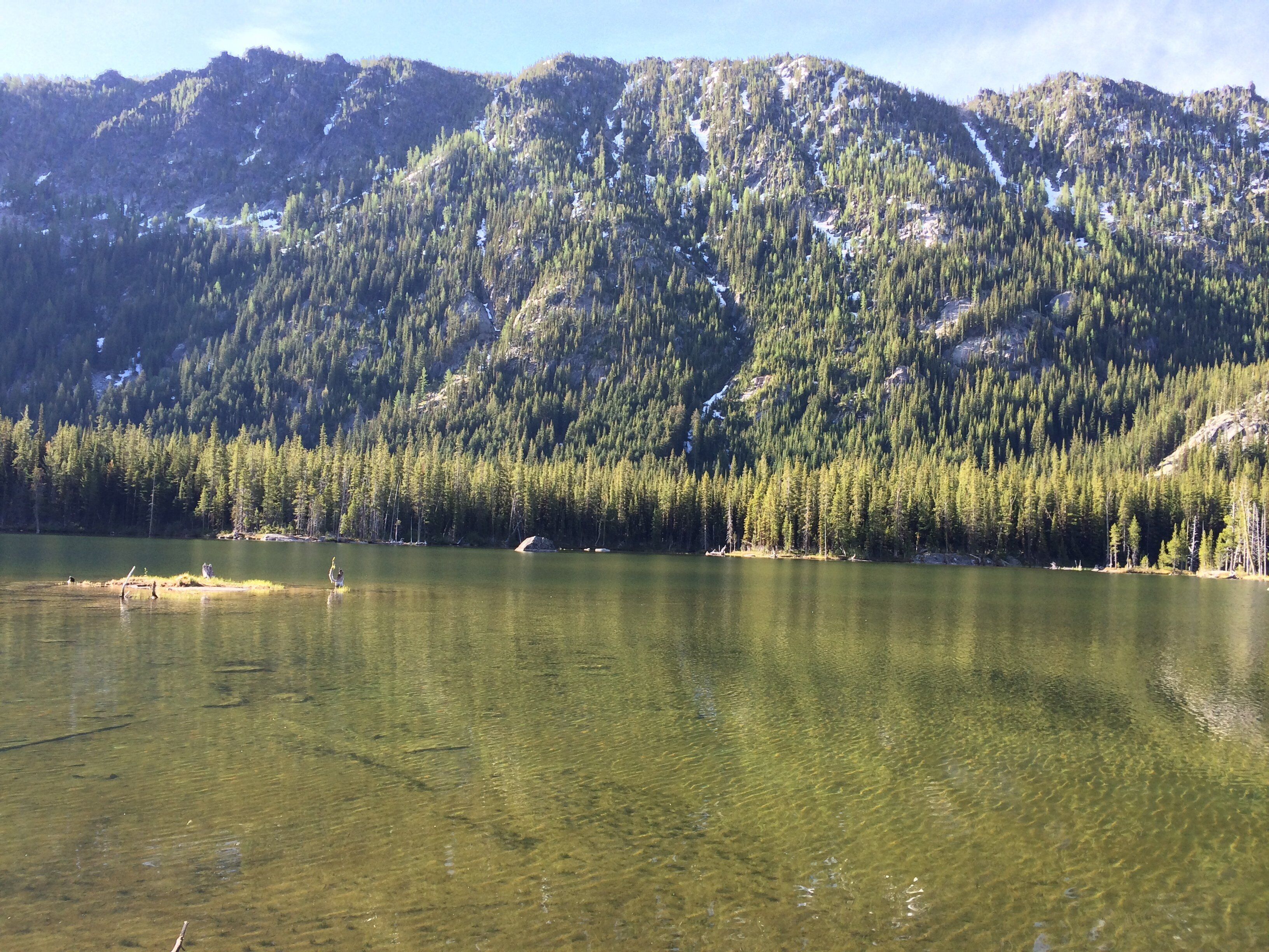 Hiked to the top of the Enchantments and looked toward my campsite at Snow Lake.