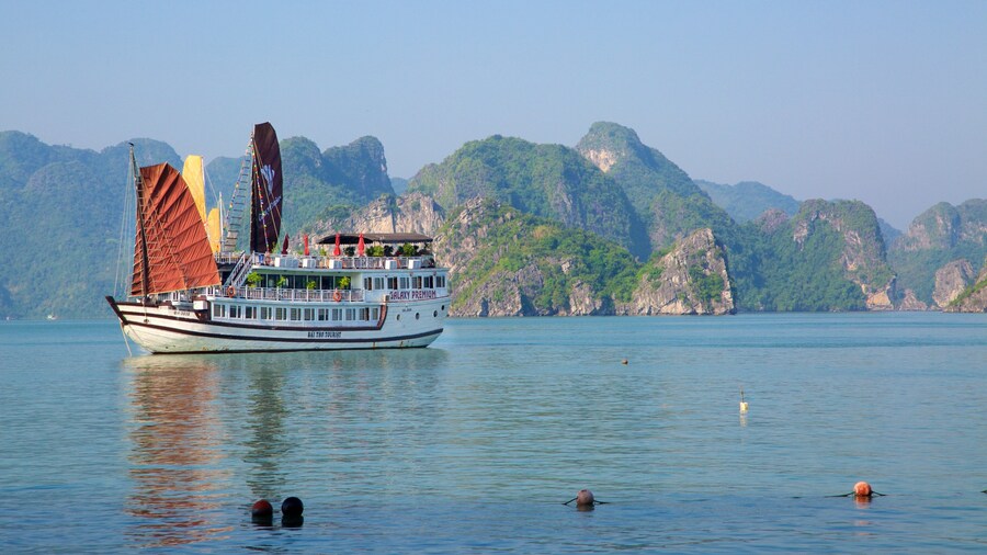 Halong Bay som viser en bugt eller havn