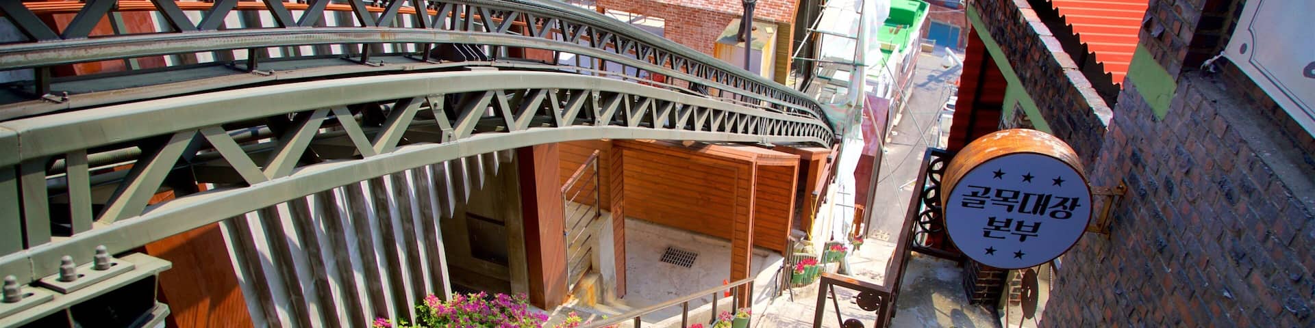 168 Stairs showing a city