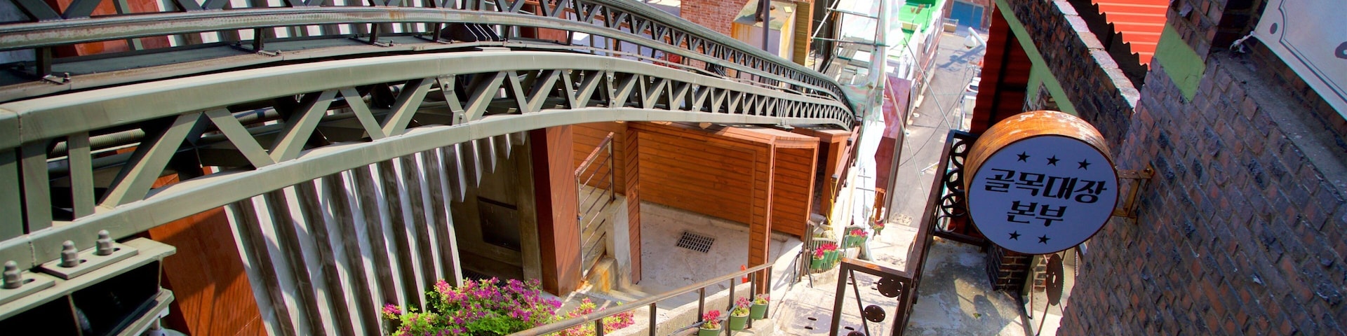 168 Stairs showing a city