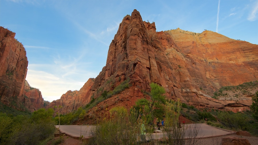 Zion National Park toont vredige uitzichten, een kloof of ravijn en bergen