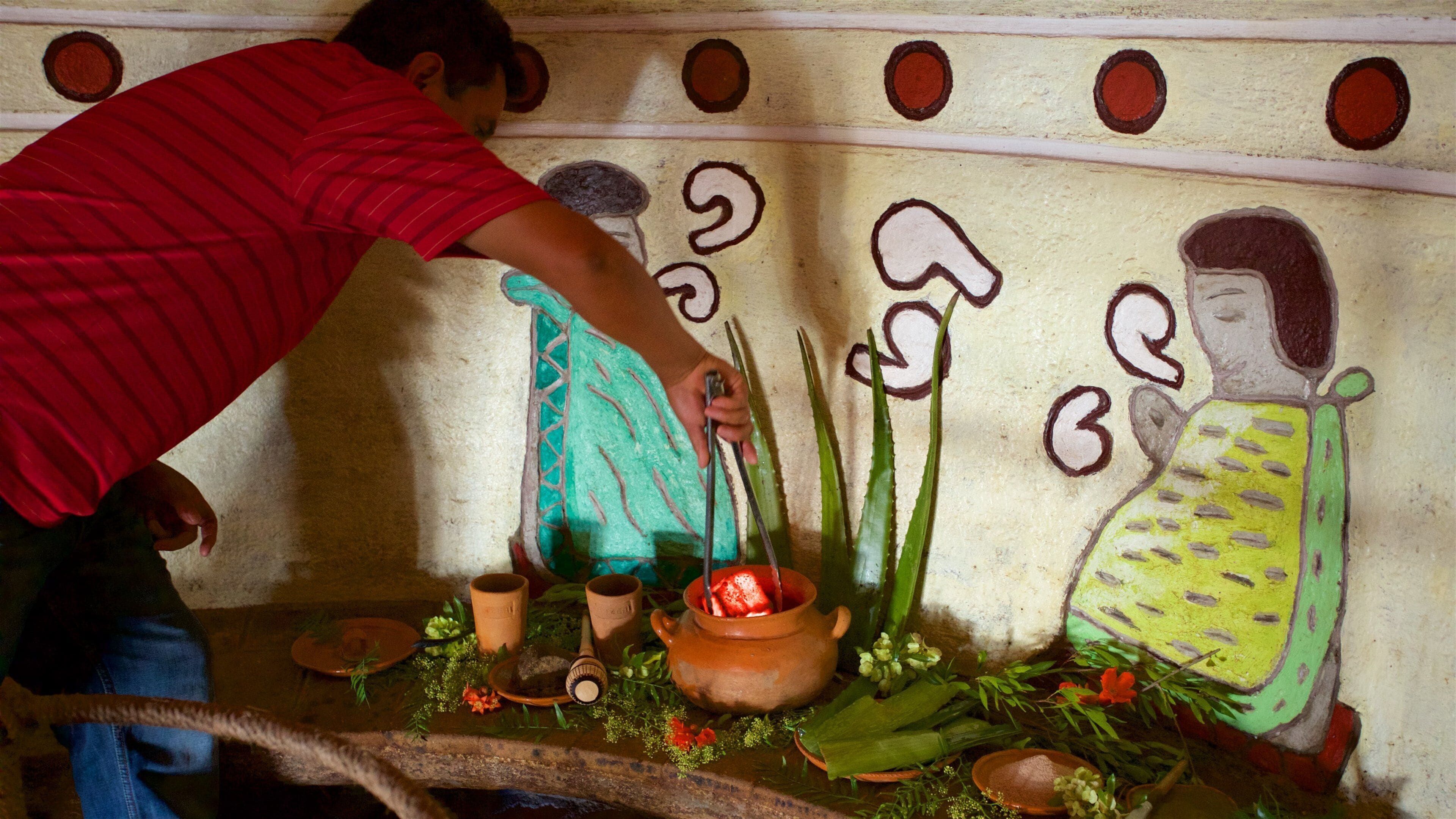 Temazcal Tonatiu Iquzayampa showing outdoor art as well as an individual male