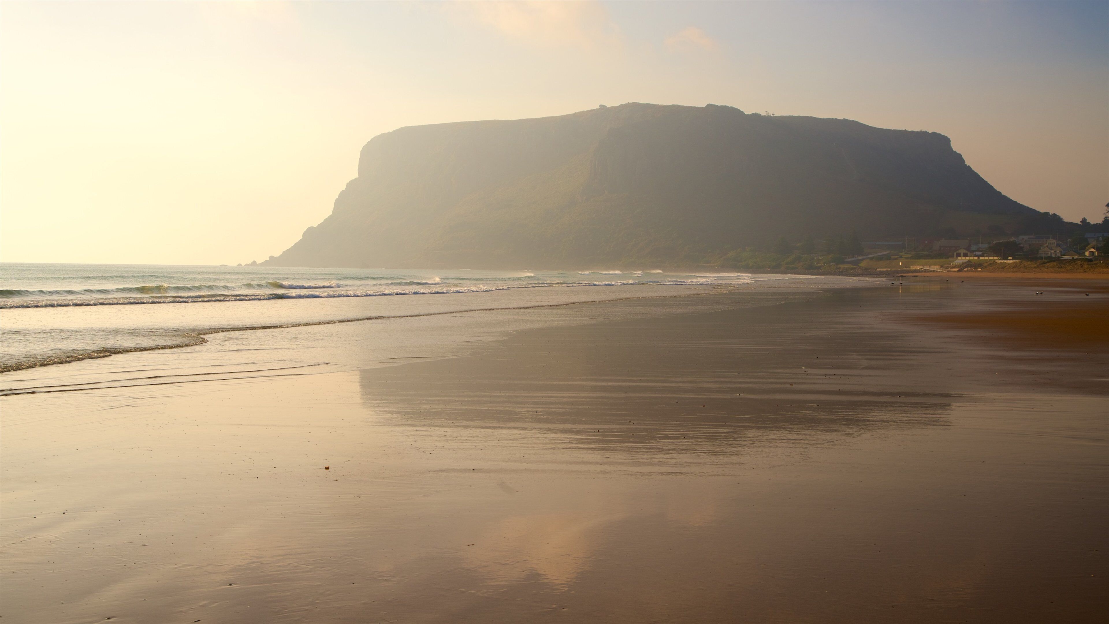 Perkins Bay featuring general coastal views, mountains and a sandy beach