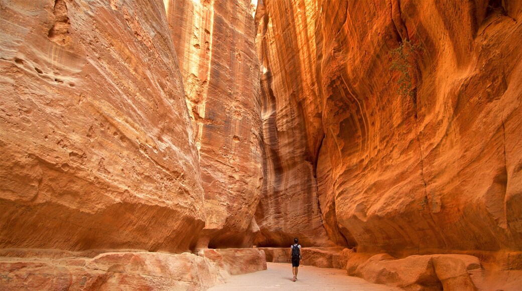 Wadi Musa featuring a gorge or canyon as well as an individual male