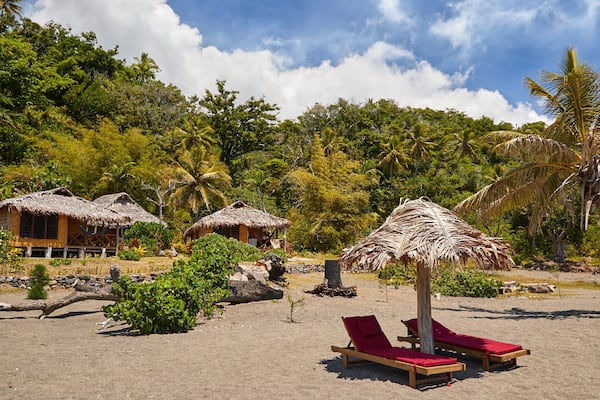 Tanna Island welches beinhaltet allgemeine Küstenansicht, tropische Szenerien und Strand