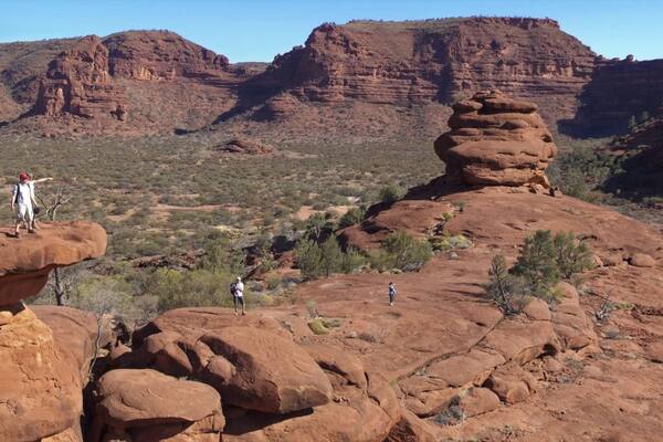 Alice Springs featuring a gorge or canyon, desert views and hiking or walking