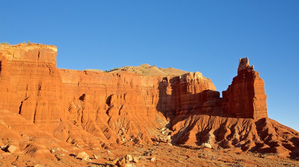Capitol Reef National Park featuring desert views, a gorge or canyon and tranquil scenes