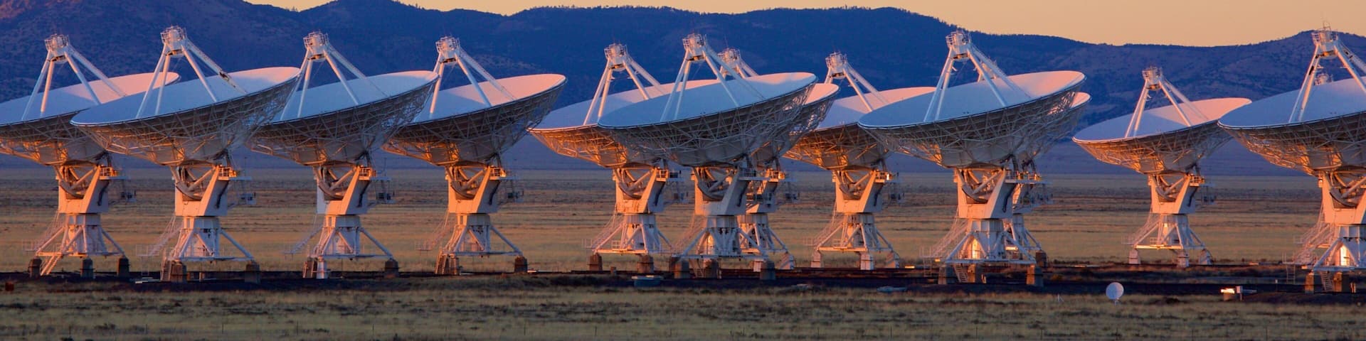 NRAO Very Large Array which includes tranquil scenes, an observatory and a sunset