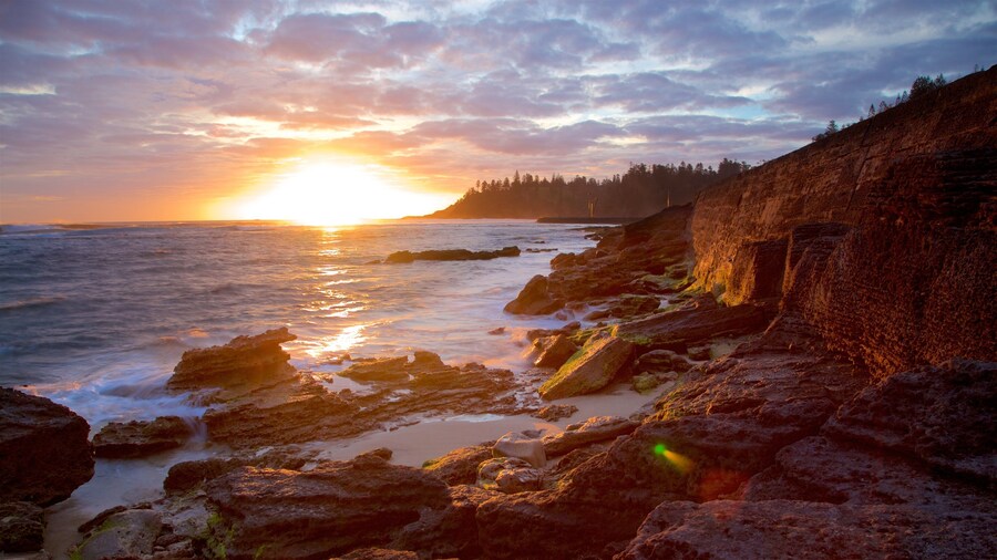 Norfolk Island featuring rocky coastline, general coastal views and a sunset