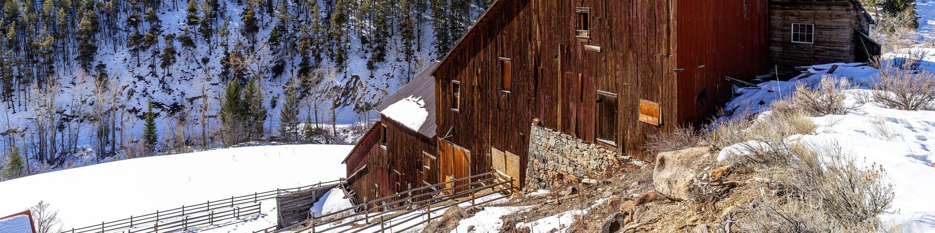 Old building from a historic mining operation in the Idaho mountains