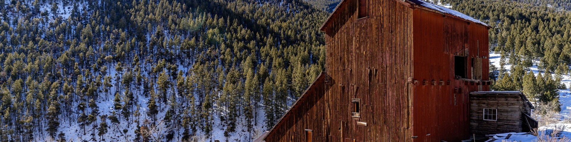 Old building from a historic mining operation in the Idaho mountains