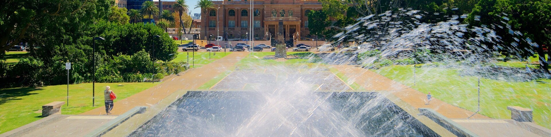 Newcastle welches beinhaltet Springbrunnen, VerwaltungsgebÀude und Park